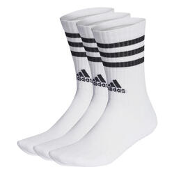 LOT DE 3 CHAUSSETTES DE SPORT ADIDAS HAUTES BLANCHES BANDES BLANCHES