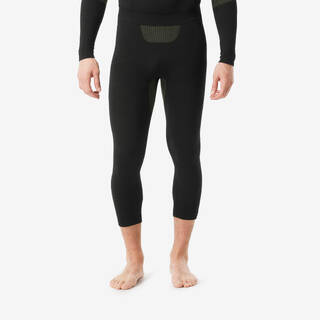 Men’s ski seamless thermal base layer trousers BL 500 Soft - Black/khaki