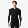 Men’s Warm and Seamless Base Layer Ski Top BL500 - Black and Khaki