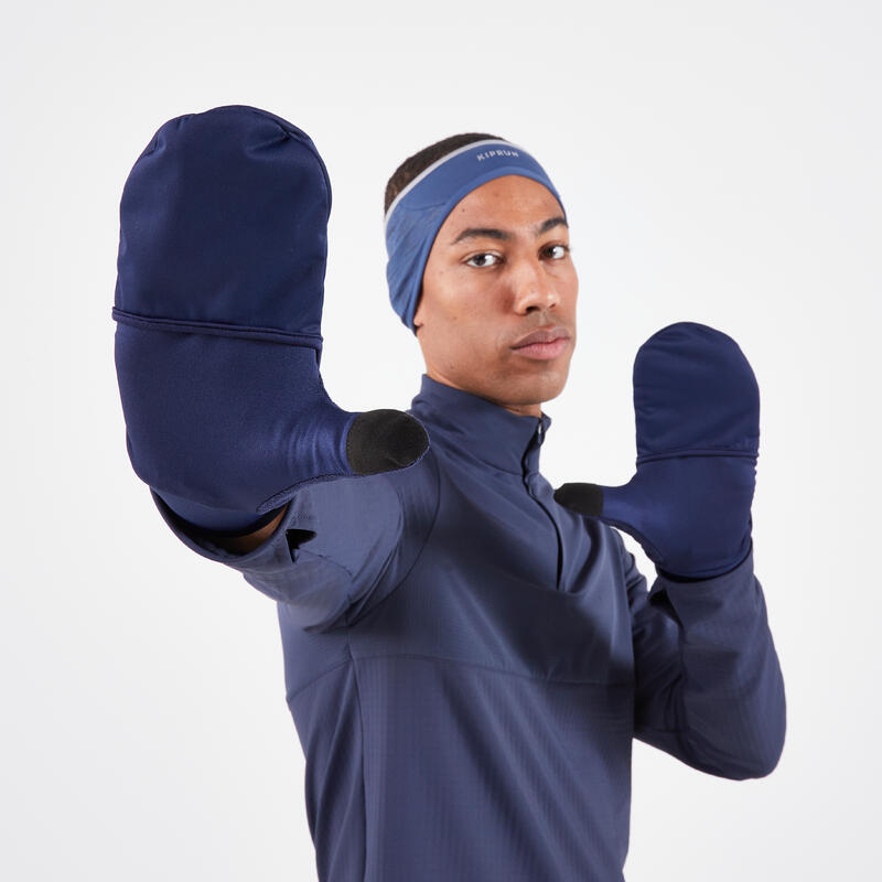 Gants de running Homme Femme - KIPRUN Evolutiv V2 bleu marine