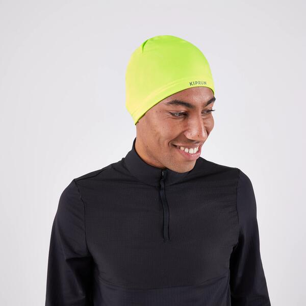 Fluorescent yellow running beanie
