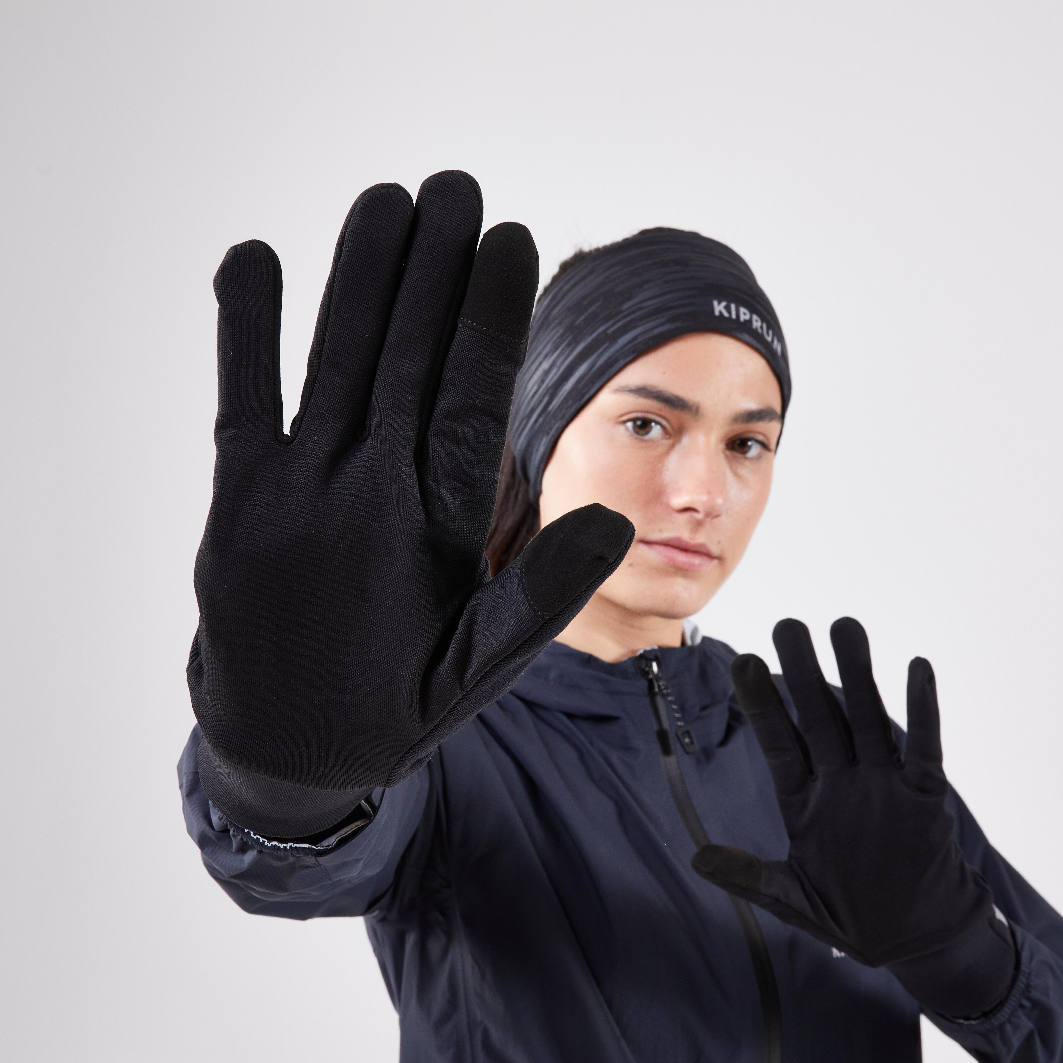 Men's and women's running gloves - KIPRUN Evolutiv V2 black