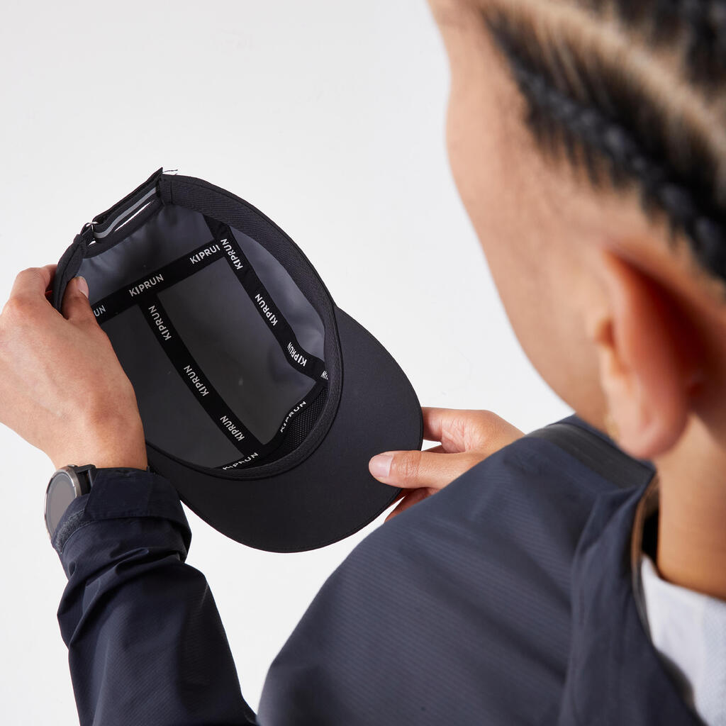 Casquette de running pluie adulte - kiprun déperlante 5 panel noir