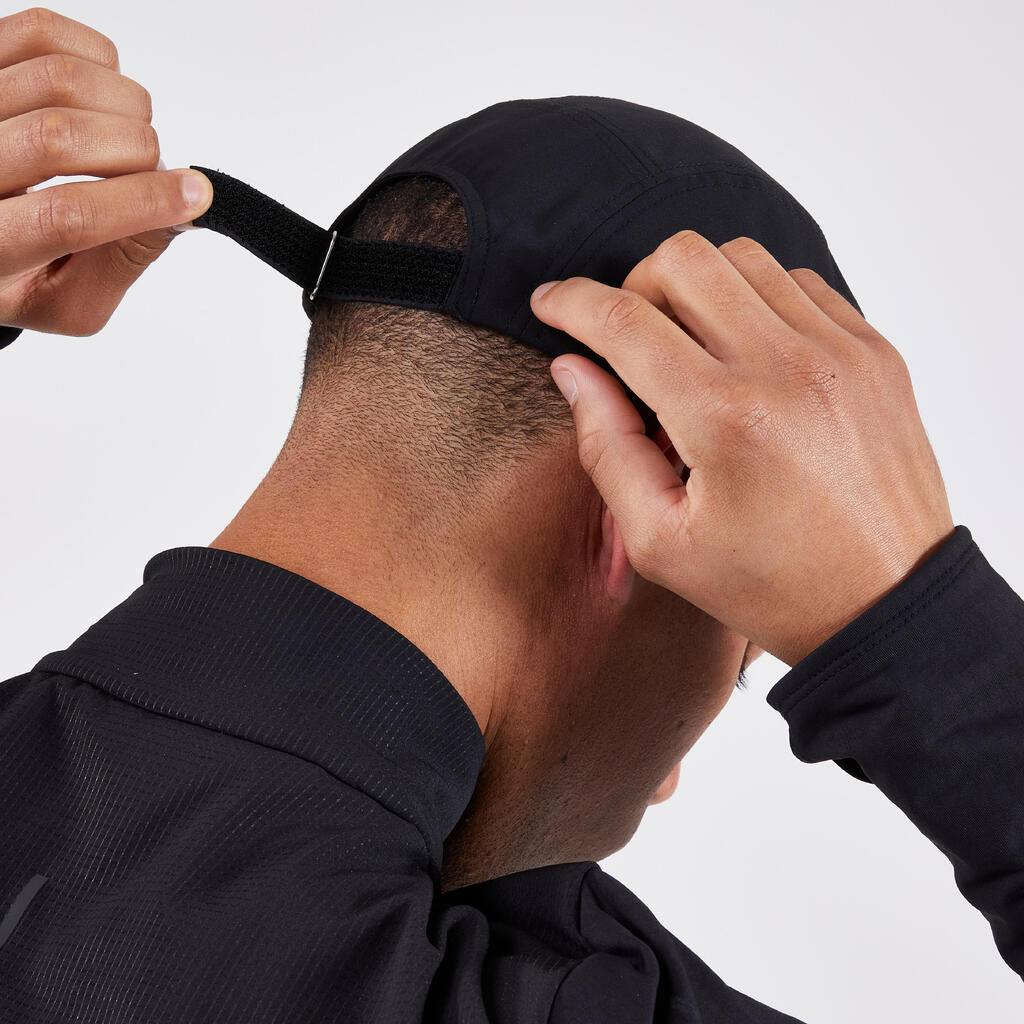 Casquette de running pluie adulte - kiprun déperlante 5 panel noir