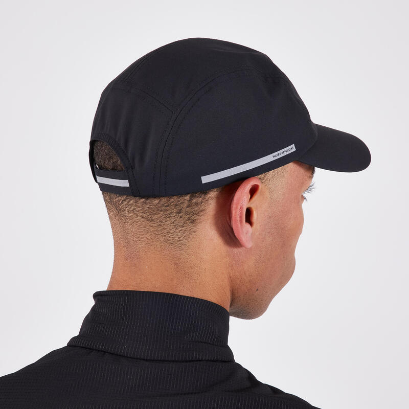 Casquette de running pluie Homme Femme - KIPRUN déperlante 5 panel noir