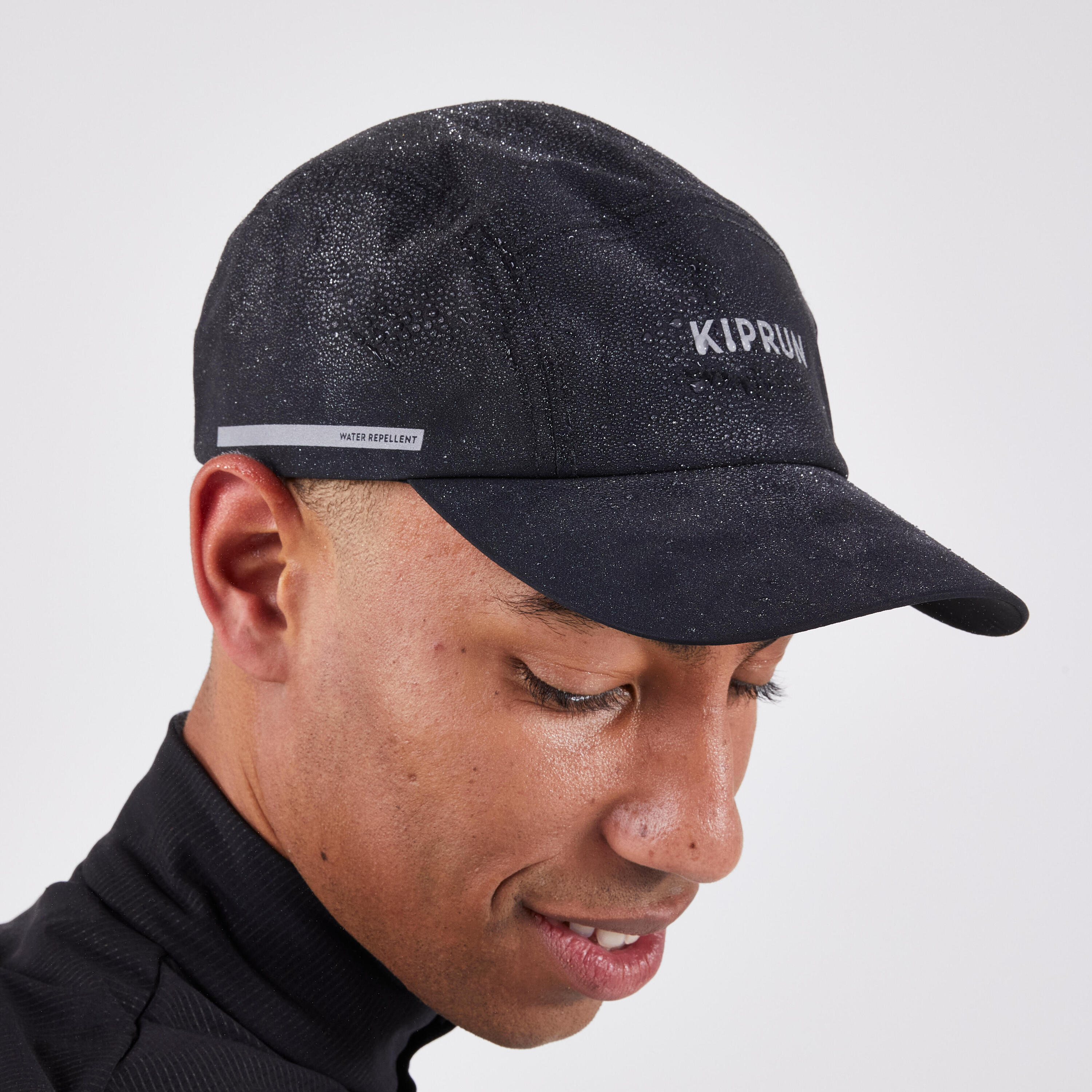 Cappellino running adulto unisex idrorepellente 5 pannelli nero 7/16