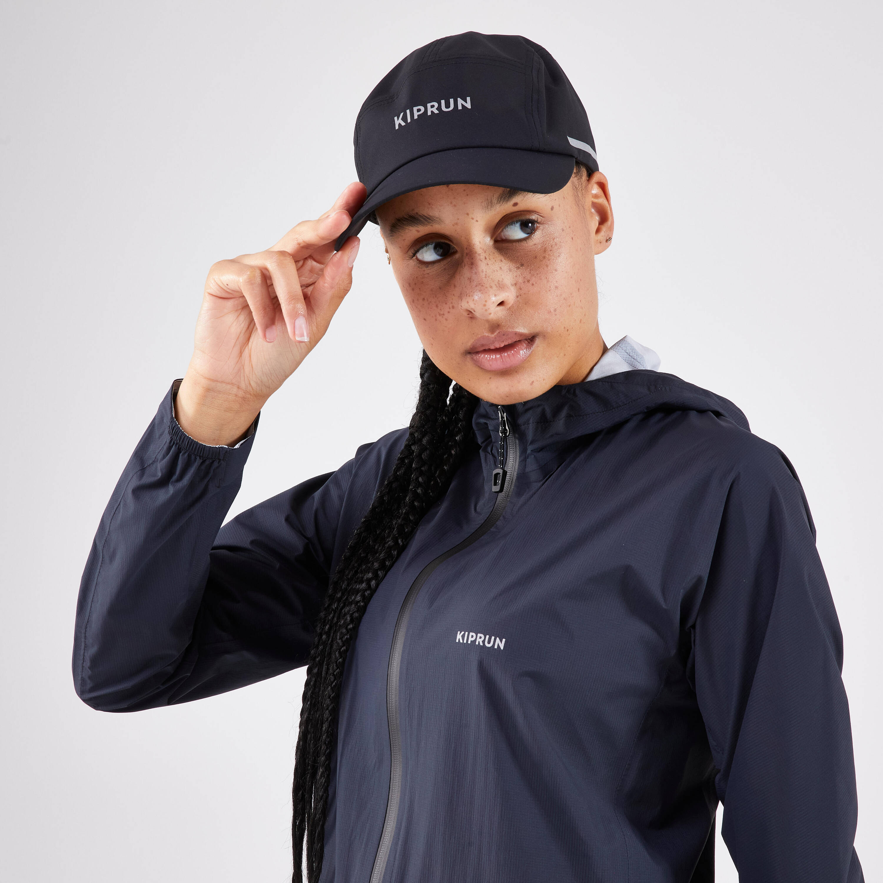 Men's and Women's Running Cap - KIPRUN Water Repellent 5 Panels Black -  4