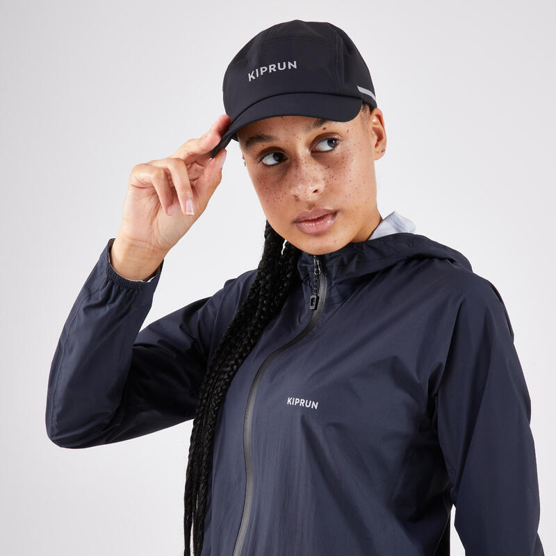 Casquette de running pluie adulte - kiprun déperlante 5 panel noir