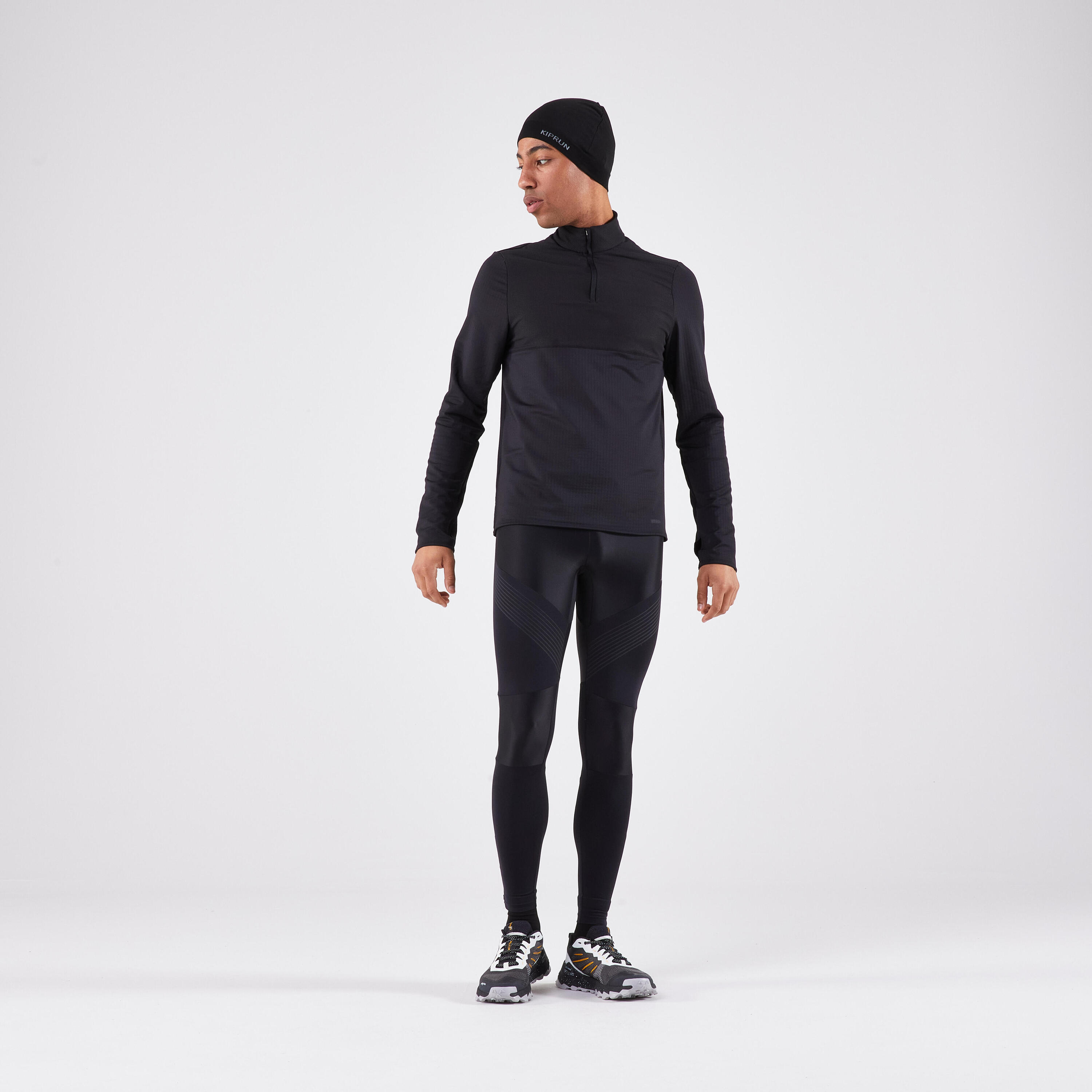 Berretto running adulto senza cuciture nero 6/7