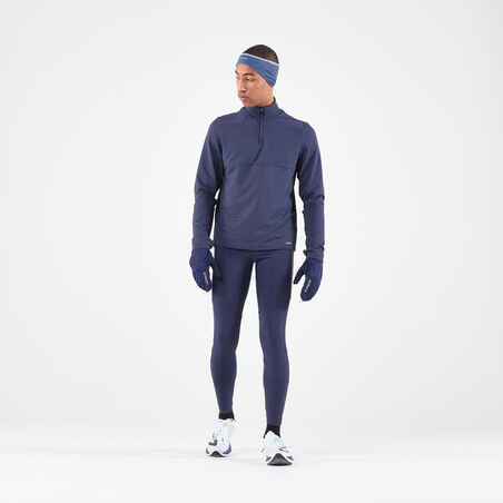 Men's KIPRUN Run 500 Warm Long-sleeved Zip Running T-Shirt - Blue