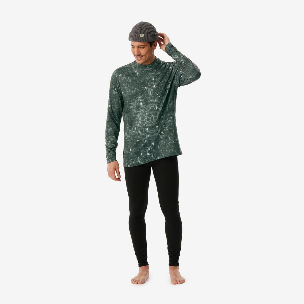 Camiseta térmica esquí corte amplio transpirable hombre, BL500 beige negro graf