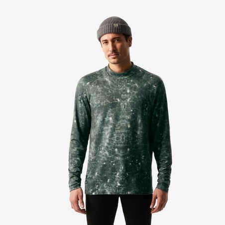 Men’s Loose-Fit Breathable Base Layer Ski Top BL500 - Khaki / Graph