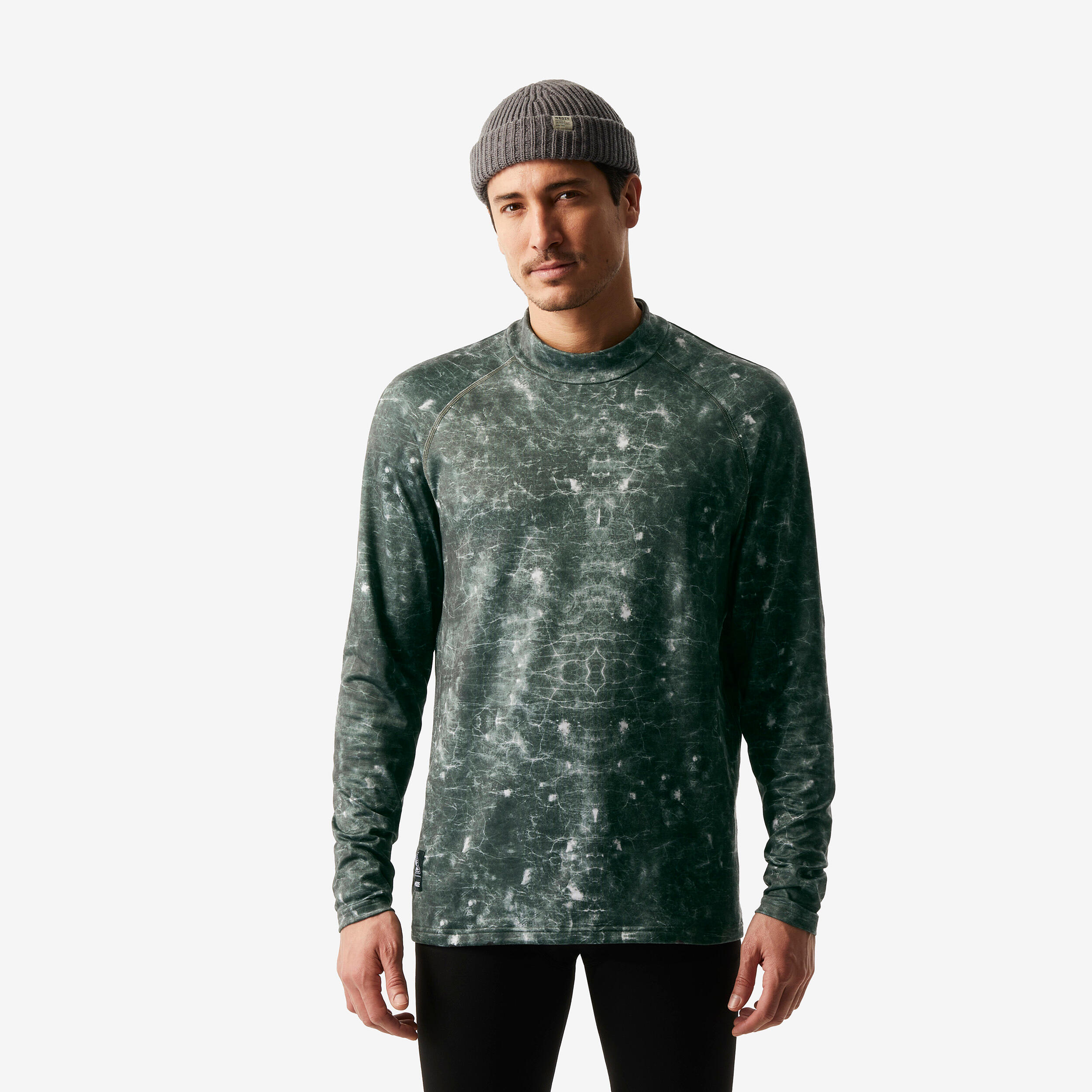 Camisola térmica de ski com corte amplo respirável homem, bl500 estampada caqui