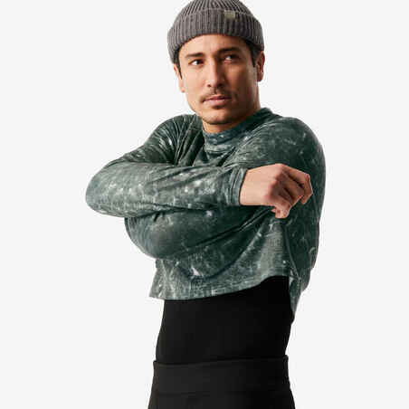 Men’s Loose-Fit Breathable Base Layer Ski Top BL500 - Khaki / Graph