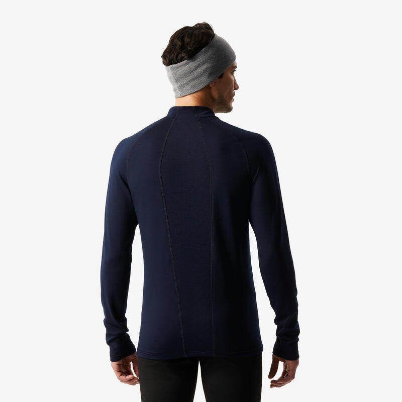 Sous-vêtement thermique de ski 1/2 zip homme, BL 500 haut bleu marine