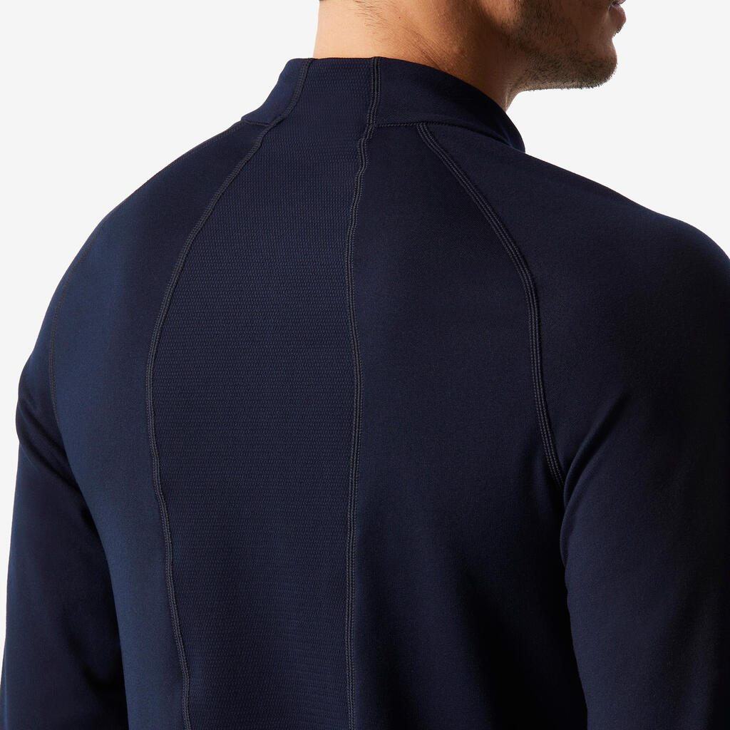 Men’s skiing thermal base layer, 1/2 Zip Top - BL 500 - Navy Blue