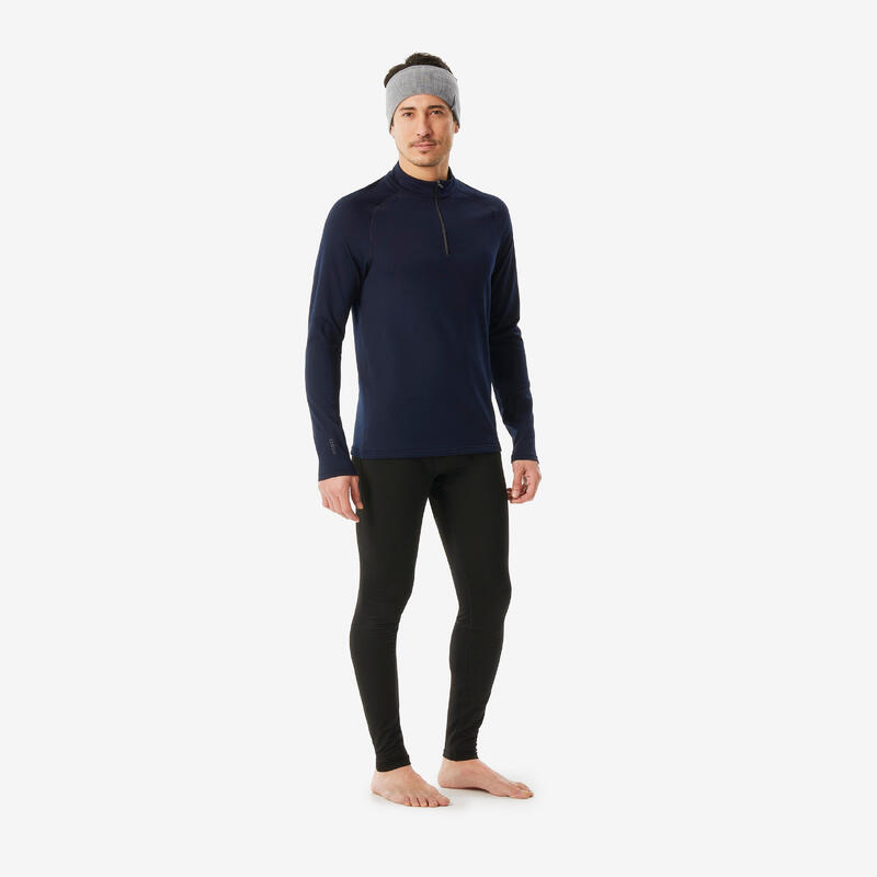 Sous-vêtement thermique de ski 1/2 zip homme, BL 500 haut bleu marine