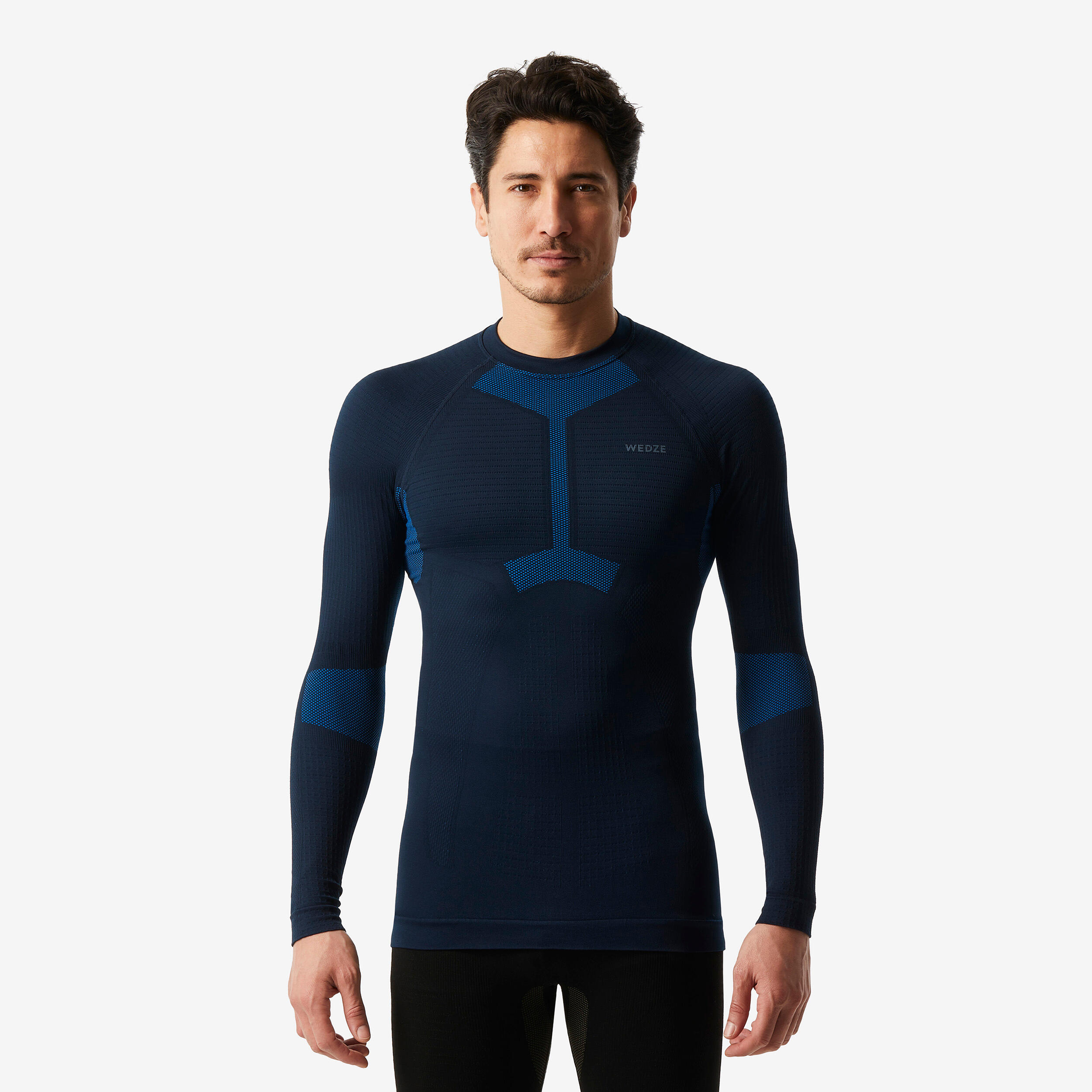WEDZE Maglia termica sci uomo 500 I-SOFT nera e blu