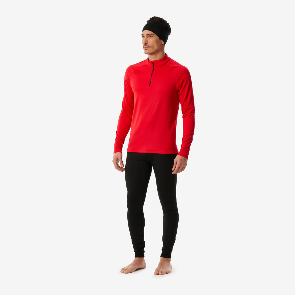 Men’s skiing thermal base layer, 1/2 Zip Top - BL 500 - Navy Blue