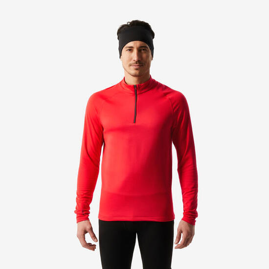Maglia termica sci uomo 500 1/2 ZIP rossa