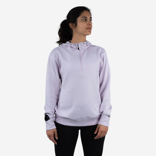 Sweat à capuche de running Femme - KIPRUN Run 500 Warm Lilas pastel