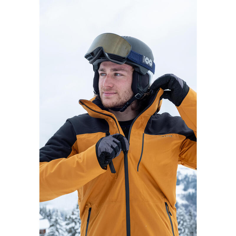 Veste de ski imperméable et résistante homme, 500 SPORT camel et noir