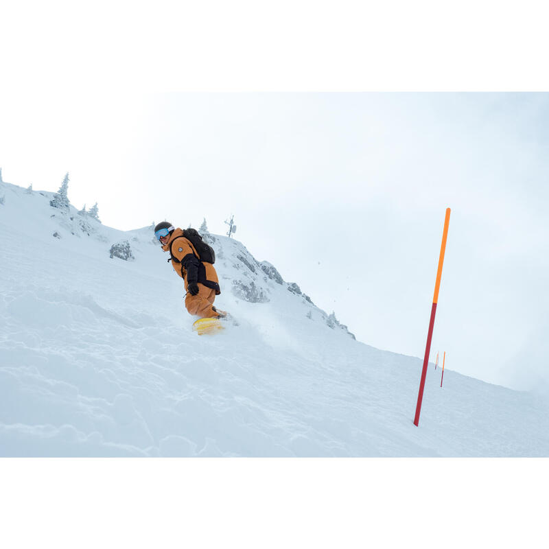 Warme en sterke snowboardjas voor heren SNB 500 ziprotect camel zwart