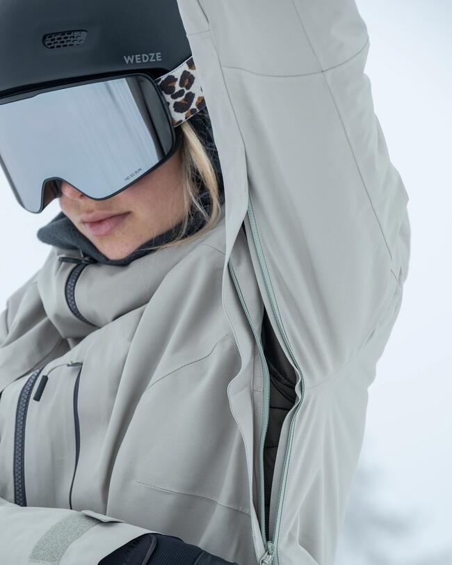 Women's Warm and Versatile Ski Jacket FR100 - Sage Green