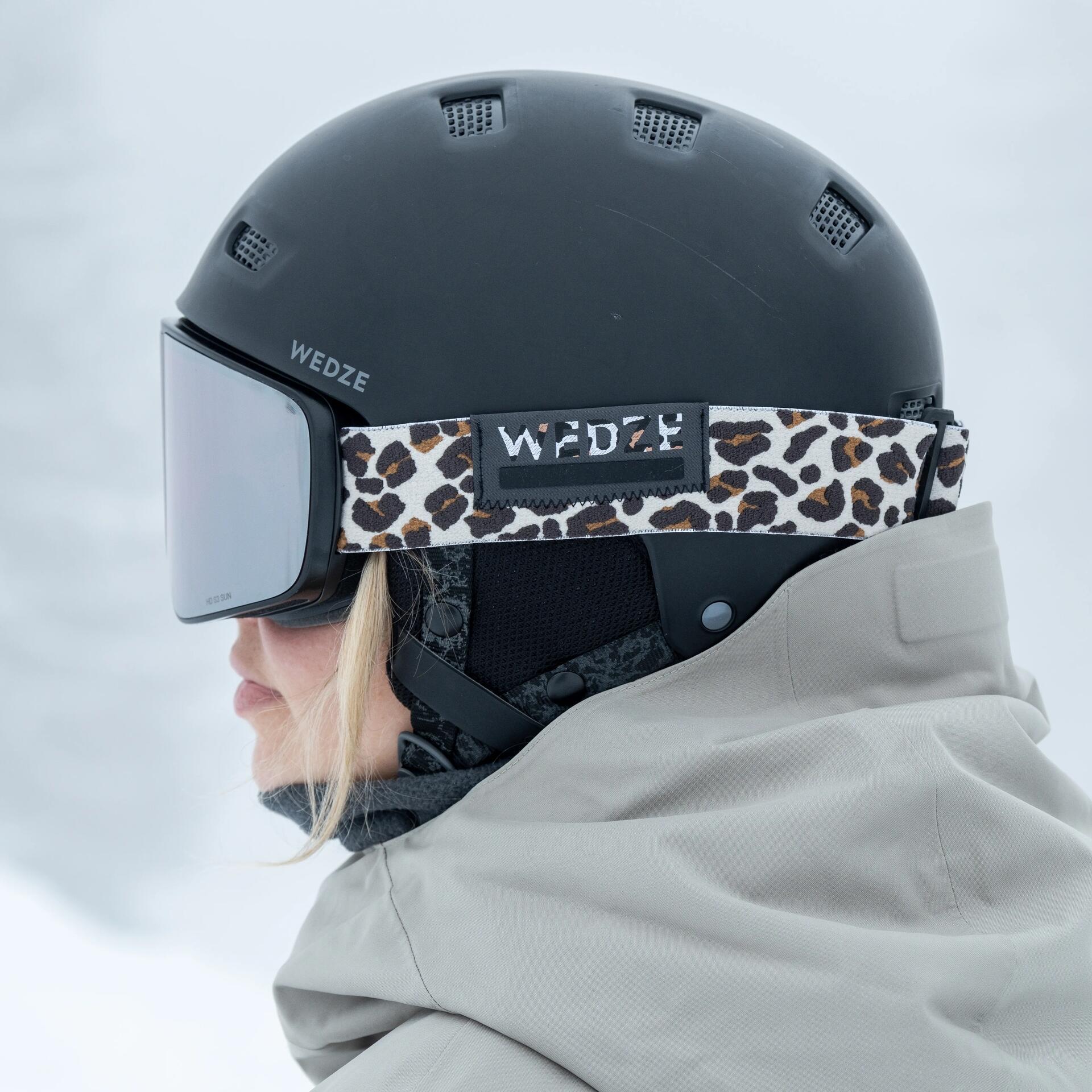Donna casco da sci maschera da sci leopardata decathlon
