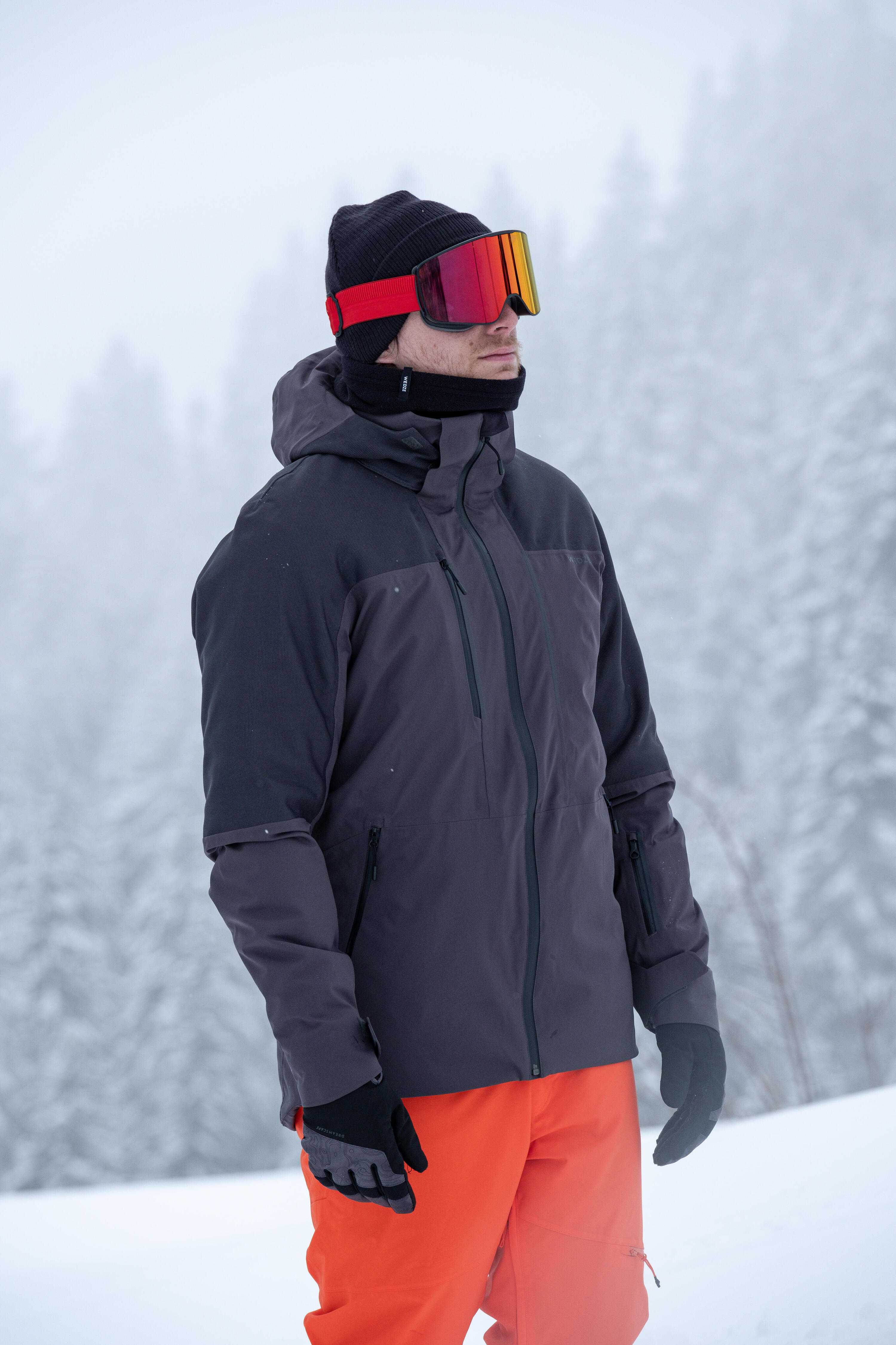 Chaqueta de esquí impermeable y resistente hombre, 500 SPORT negro  9/12