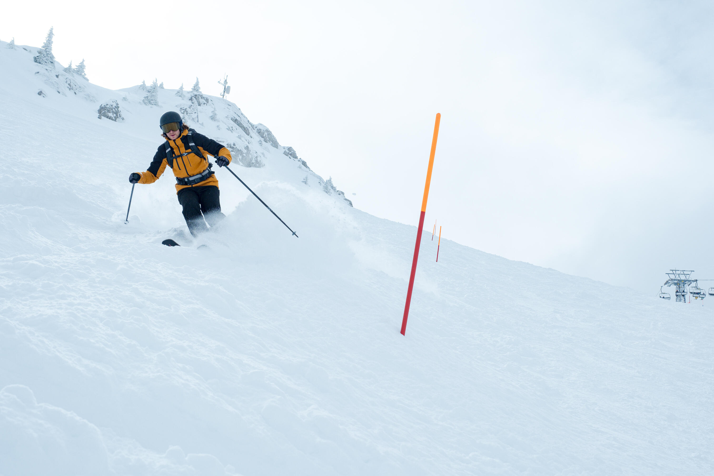 Veste de ski imperméable et résistante homme, 500 SPORT camel et noir 12/13