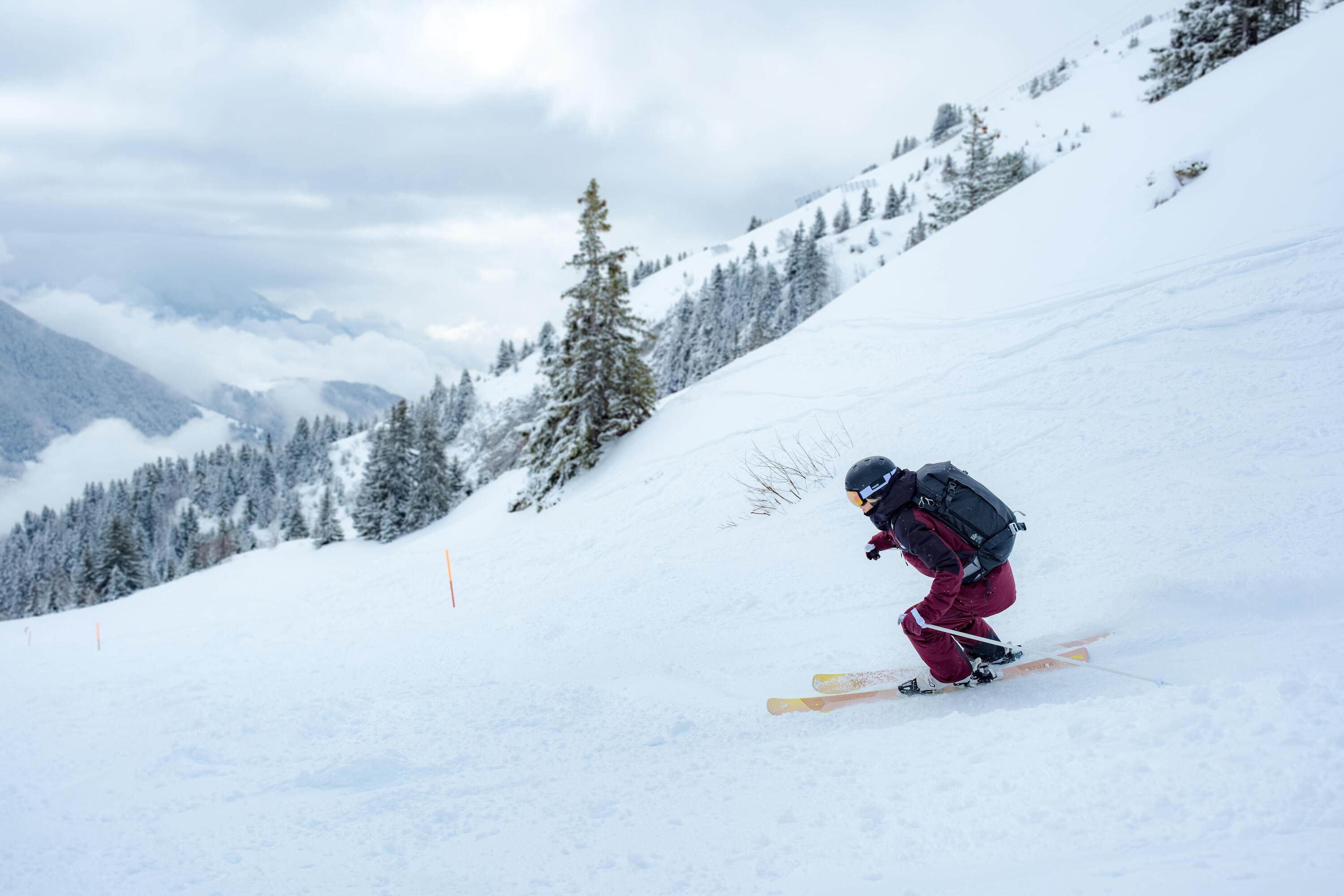 Pantalon de ski chaud et respirant femme, 500 bordeau 10/10