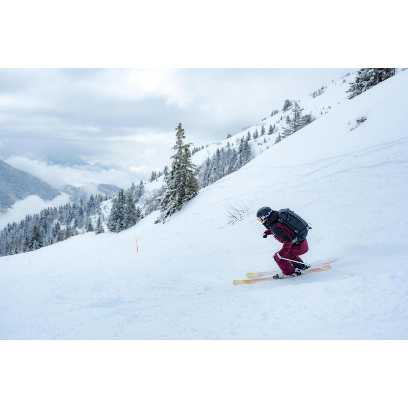 Veste de ski polyvalente et chaude femme, FR 100 bordeaux et noir