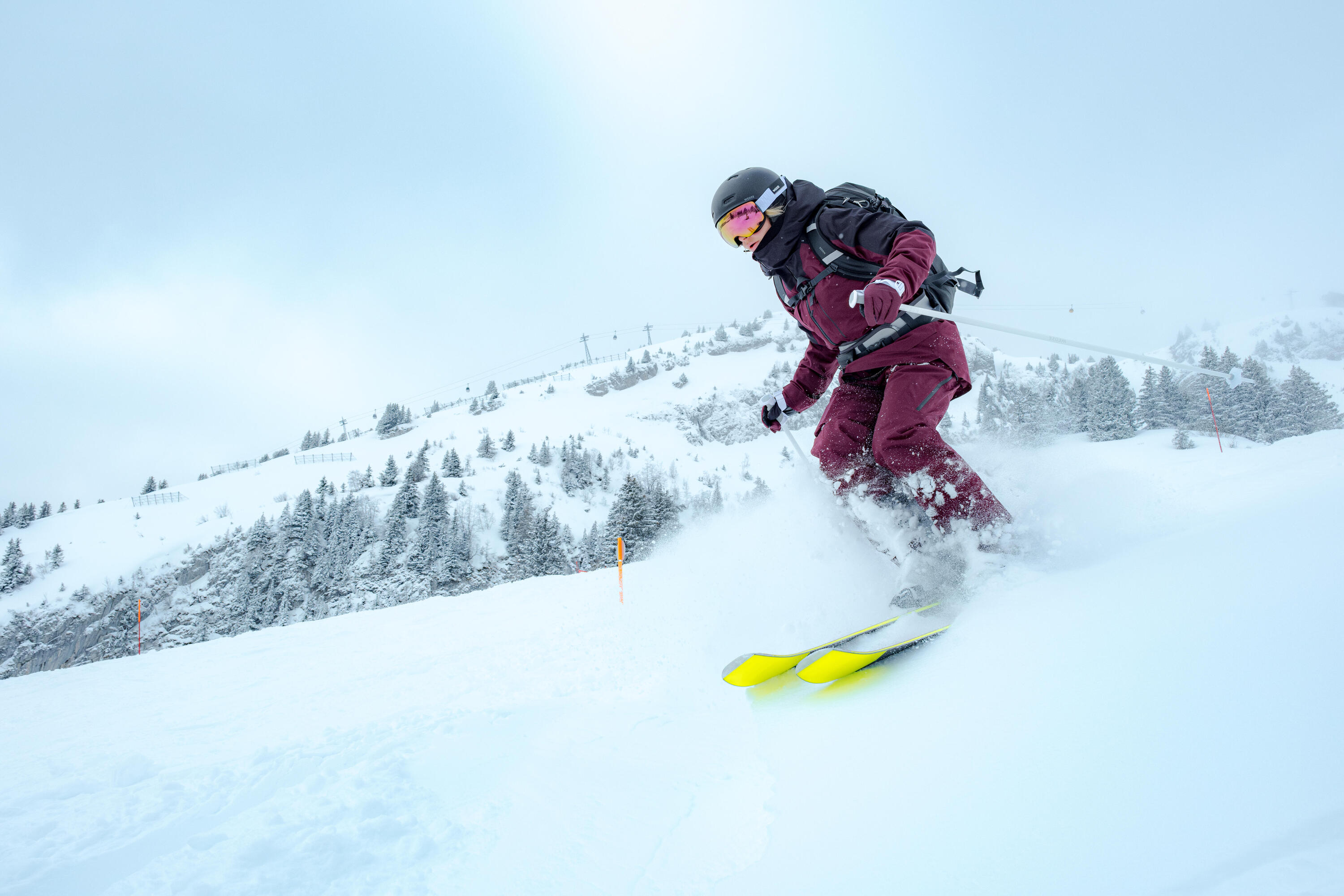 Pantalon de ski chaud et respirant femme, 500 bordeau 9/10