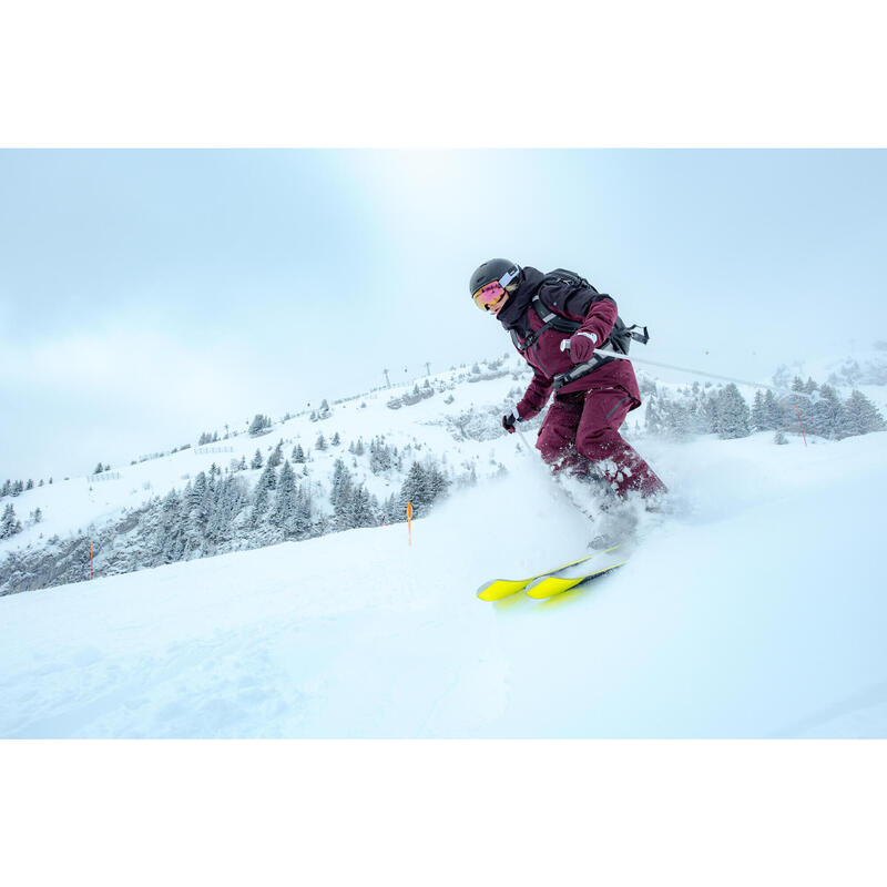 Luvas de ski 100 bordeaux preto adulto