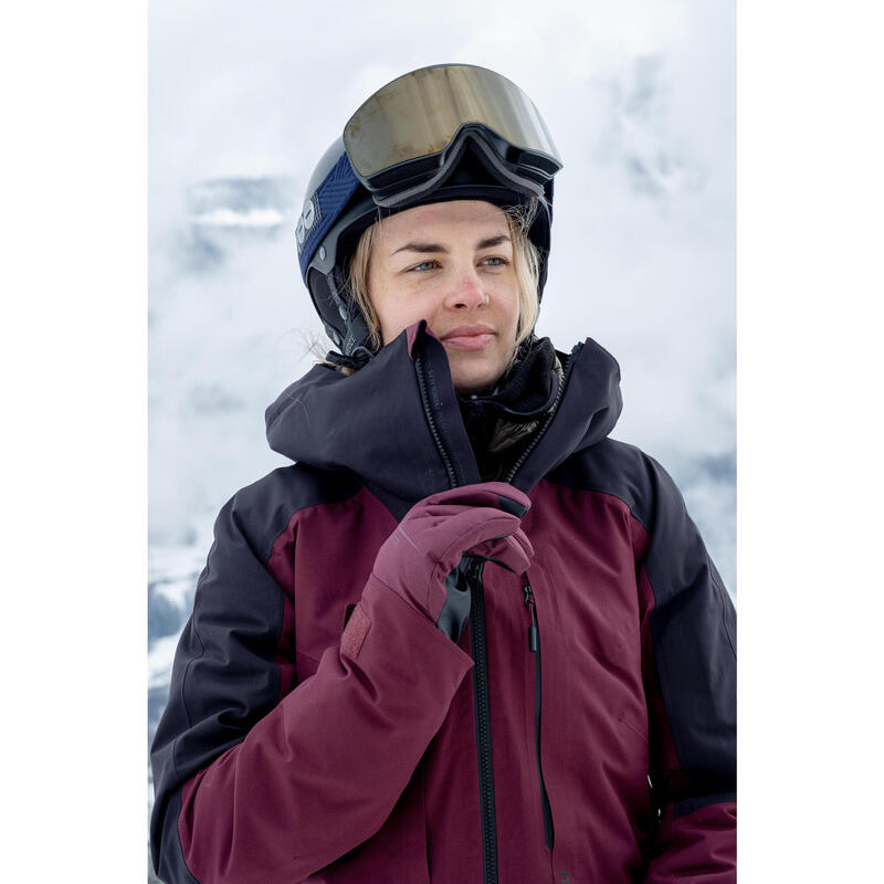 Gants de ski adulte, 100 LIGHT bordeaux noir