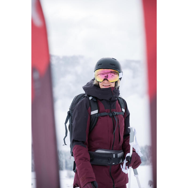 Veste de ski polyvalente et chaude femme, FR 100 bordeaux et noir