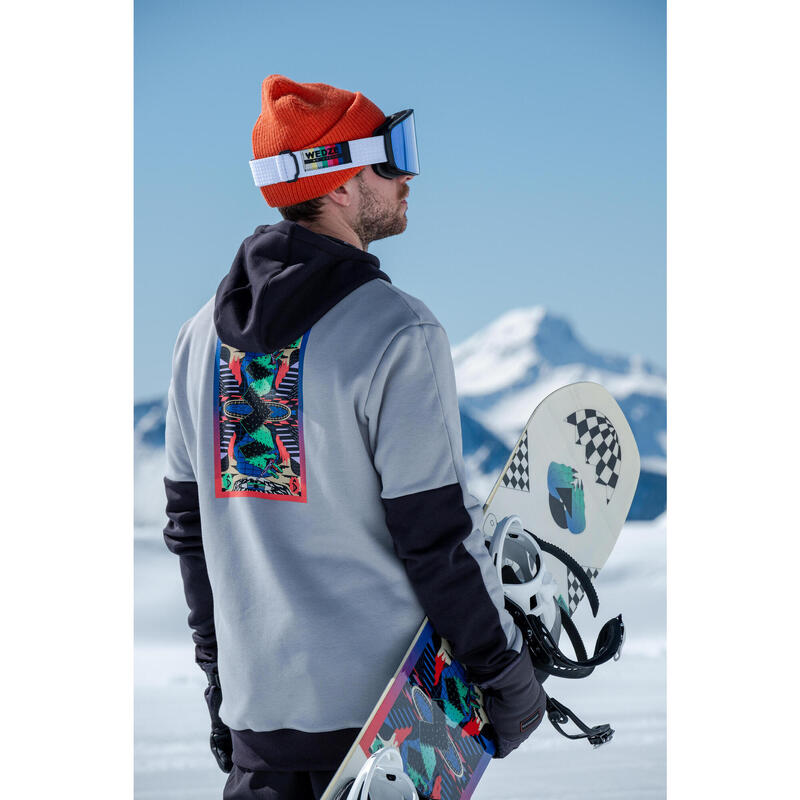 Hanorac snowboard călduros și confortabil cu glugă fermoar scurt 100 Gri Bărbați