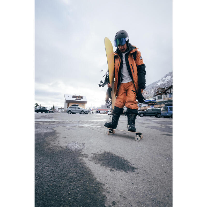 Geacă snowboard călduroasă și rezistentă SNB500 ziprotect camel și negru Bărbați