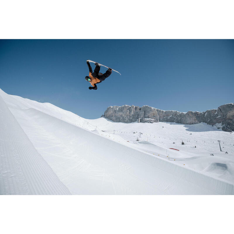 Geacă snowboard călduroasă și rezistentă SNB500 ziprotect maro și negru Bărbați