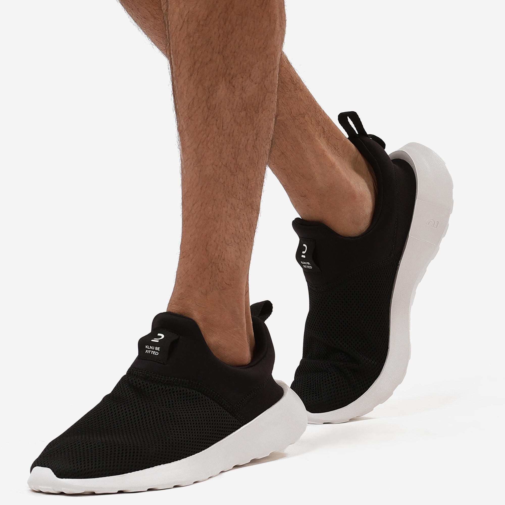 Be Fitted Men Walking Slip On Sneakers - Flexible EVA Sole, Cushioned - Black