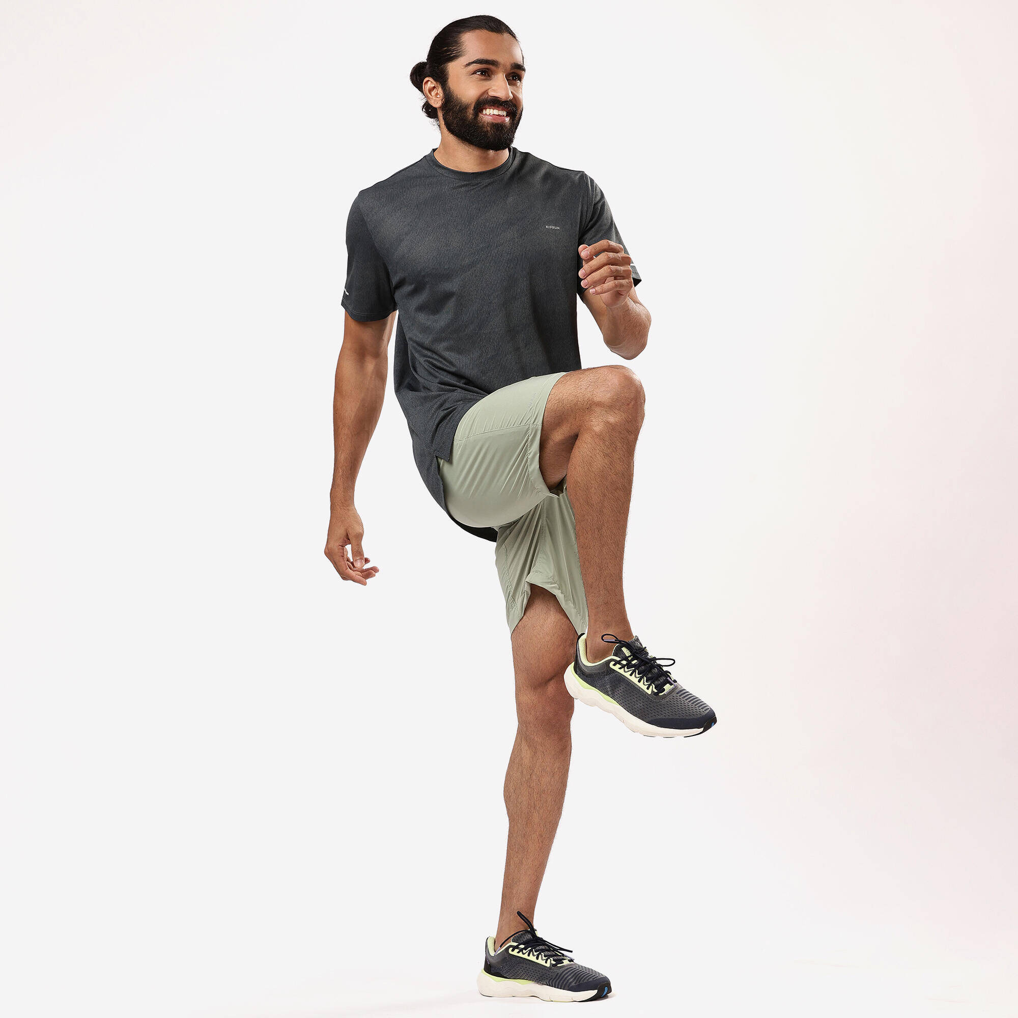 Kiprun Run 500 Men's breathable running T-shirt - brown/grey -  2