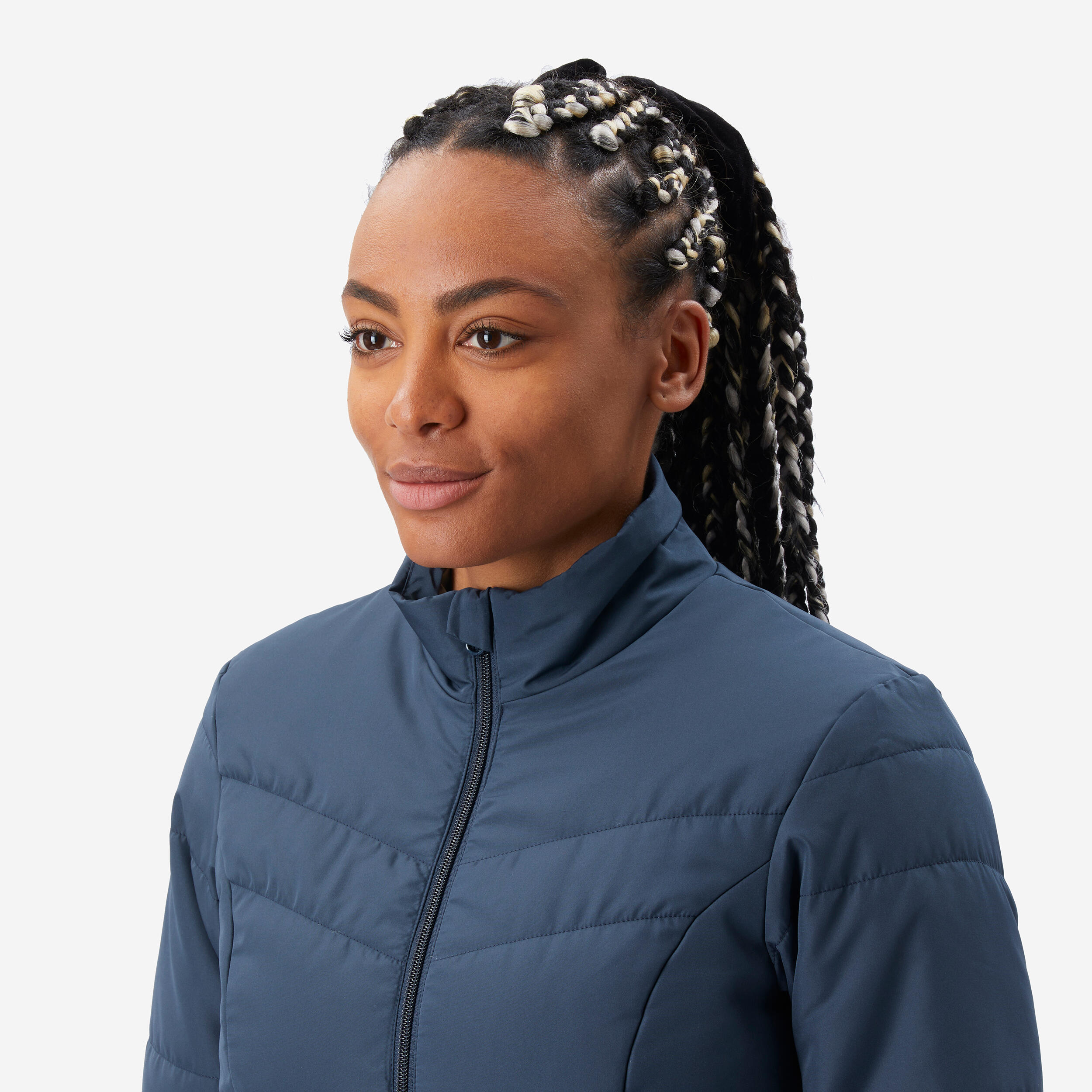 Women Puffer Jacket for Trekking - MT50 Navy Blue