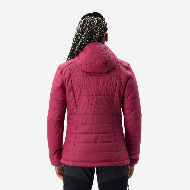 Doudoune de trek à capuche synthétique femme, MT100 violet
