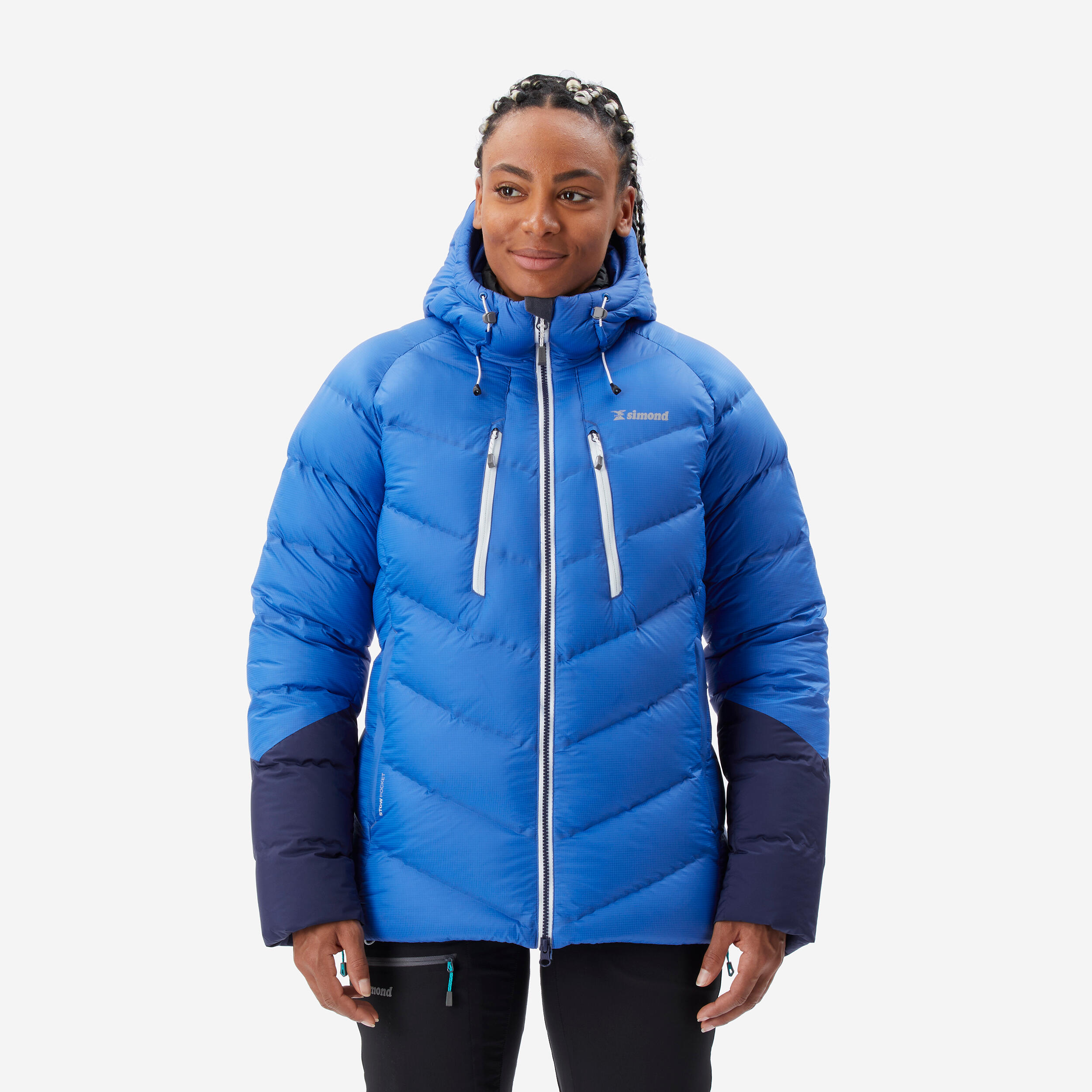 Doudoune en duvet d alpinisme femme MAKALU Bleu SIMOND Decathlon