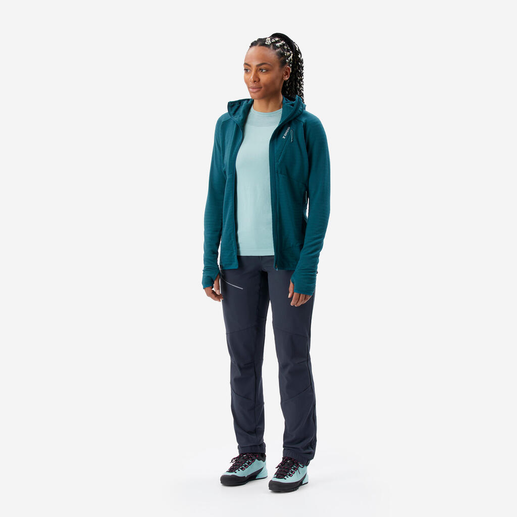 Women’s Hooded Pullover Merino Wool - MOUNTAINEERING Green