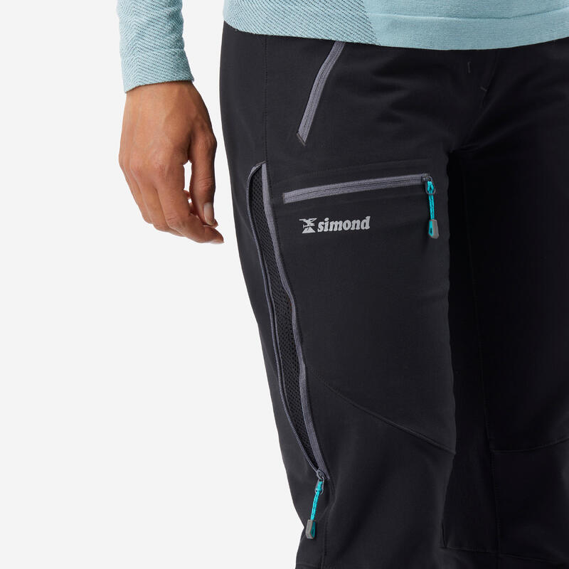 Pantalón de montaña y alpinismo perlante Mujer Simond Alpinism negro