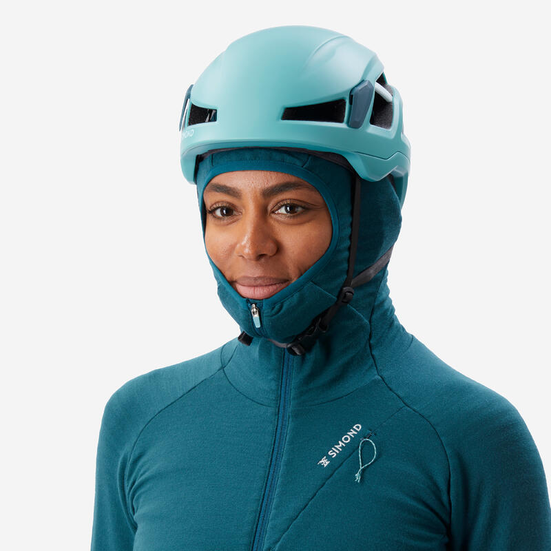 Technische merino trui met capuchon voor dames Alpinism groen