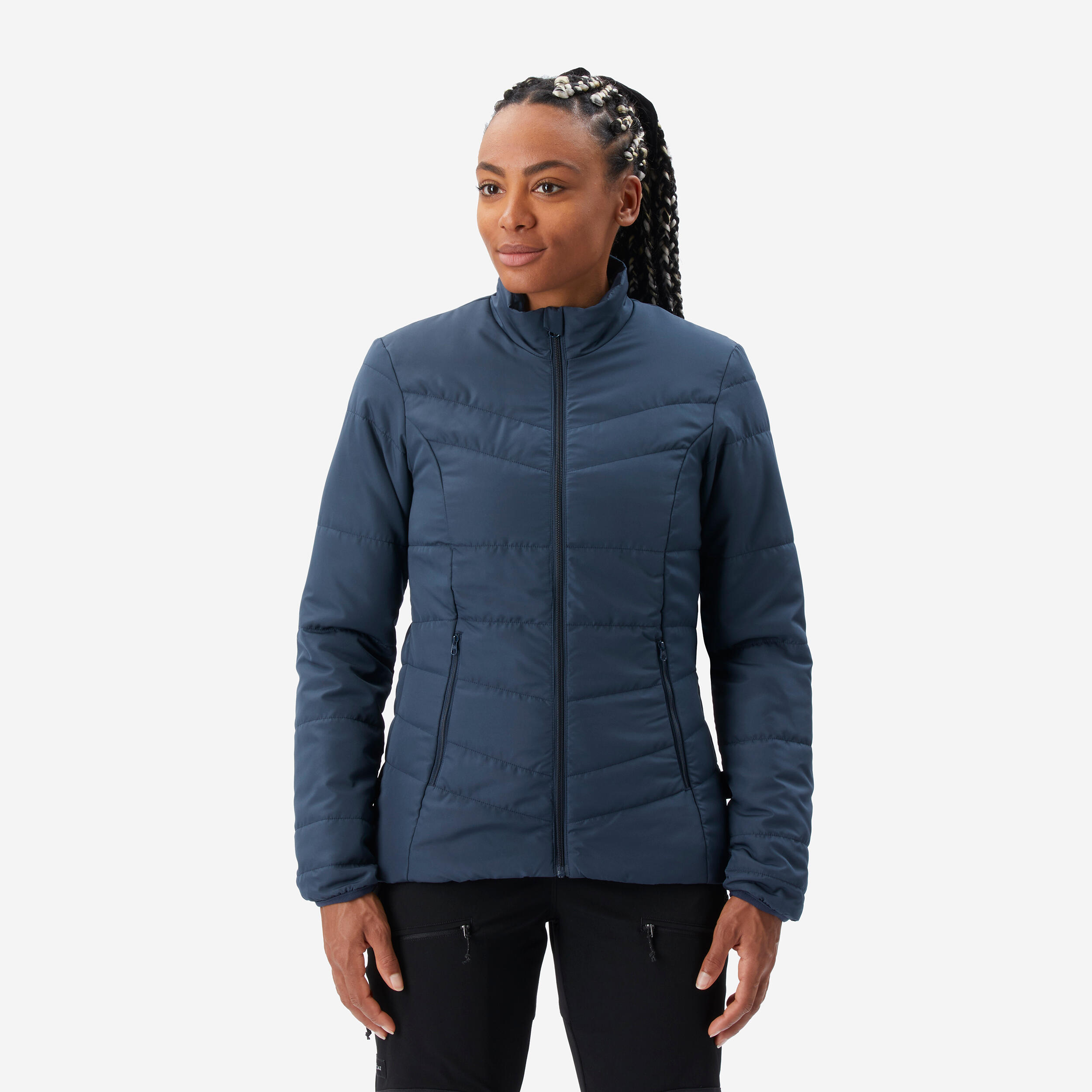 Chaqueta Acolchada Chaqueta Larga Punto Azul Marino Mujer PARKA