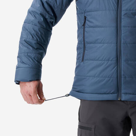 Jaket padded sintetis pria trekking gunung bertudung MT100 -5°C